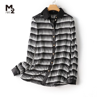 洋气蕾丝衬衣女 设计感小众轻熟春秋时尚 M2女装 品牌折扣桑蚕丝衬衫