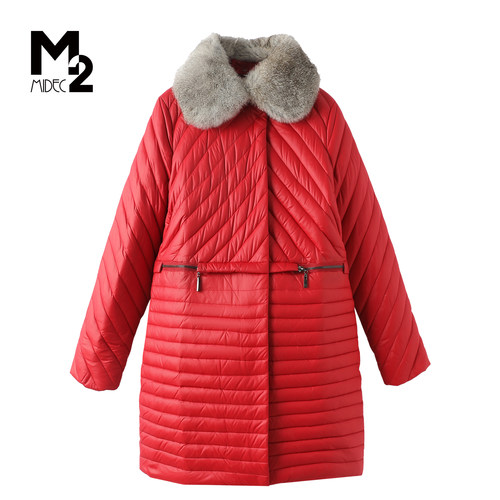 M2折扣店中长款大毛领保暖羽绒服