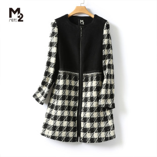 品牌断码 大码 清仓 大衣修身 胖mm毛呢外套女中长款 M2女装