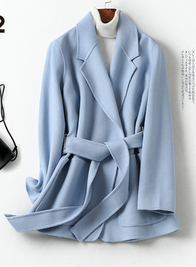 【品牌断码清仓】M2女装宽松休闲羊毛茧型外套中长款双面呢大衣