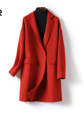 【品牌断码清仓】M2女装品牌折扣宽松大码红色抗皱经典外套