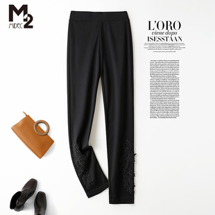 子休闲裤 M2女装 弹力百搭高腰宽松大码 春秋薄款 子女 品牌折扣铅笔裤