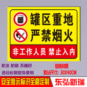 罐区重地严禁烟火禁止入内警示标识标志标示提示指示牌铝板反光牌