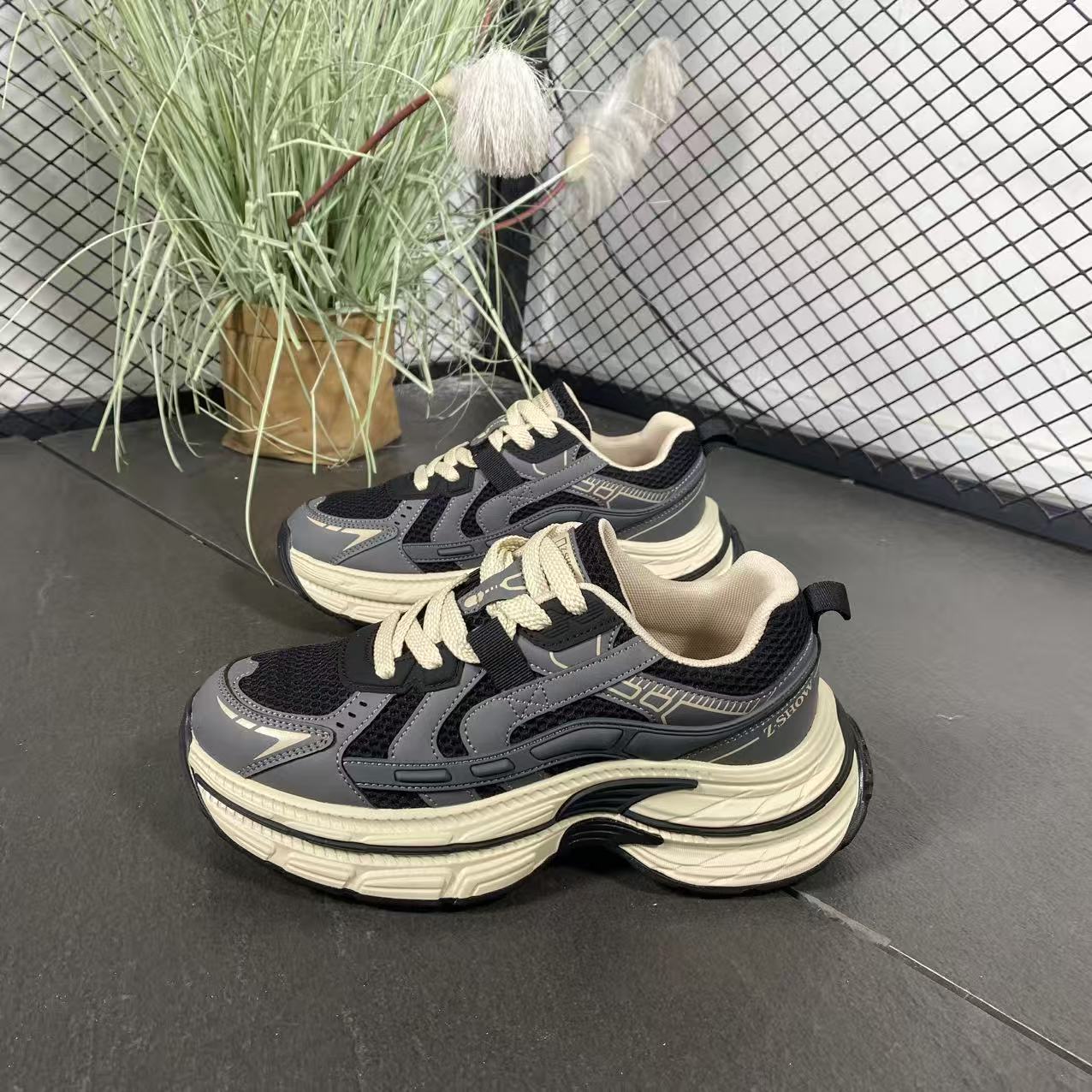 as爱尚优品老爹鞋男秋季2025新款百搭潮鞋ins超火厚底运动网面鞋