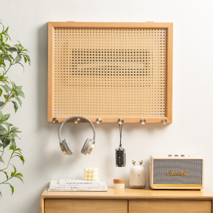 电箱藤编电表箱挂画遮挡弱电箱装 饰画电表盒玄关墙面实木配电箱