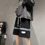 运动休闲中裤学生港风宽松纯棉五分裤411-1-k006-p38，男装休闲裤，星座410-2
