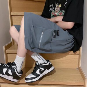 大口袋短裤男夏季男生宽松薄款ins五分裤子411-1-d242-p35,男生抓绒衣搭配图片