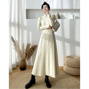 长款 裙子 气质打底毛衣秋冬2024高腰针织高领连衣裙连身裙长裙冬季
