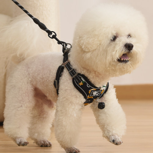 狗狗牵引绳背心式中小型犬比熊泰迪雪纳瑞专用遛狗绳不勒脖胸背带