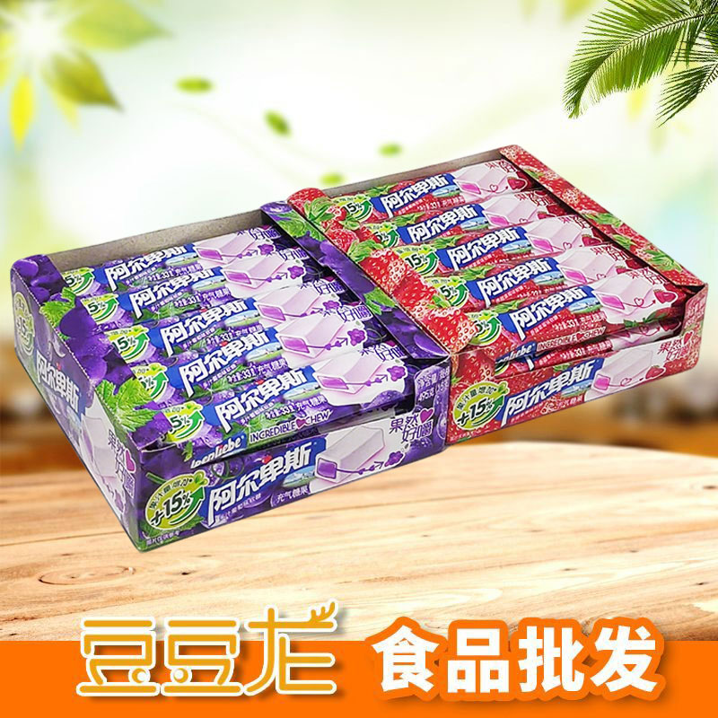 阿尔卑斯果然好嚼软糖条糖33克*15支盒装草莓味葡萄味软糖