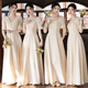 香槟色缎面伴娘服2025新款 姐妹团简单大方晚礼服裙女平时可穿 夏季