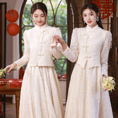长袖 冬季 姐妹服伴娘团礼服裙气质平时可穿 伴娘服女2025新款 新中式