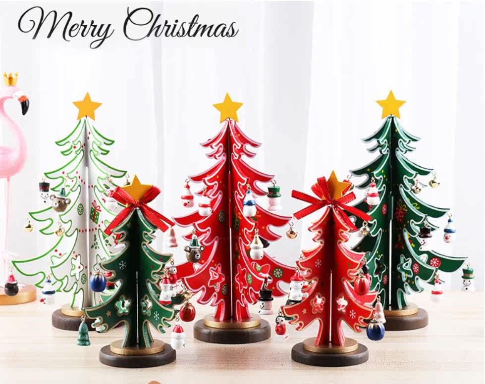 wooden christmas tree adult kids xmas gifts ornaments toys