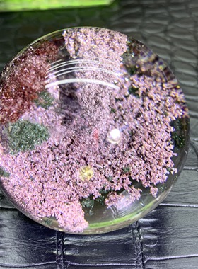 精品天然巴西紫幽灵水晶球摆件直径41.7毫米巴西紫绿幽灵瓜子矿