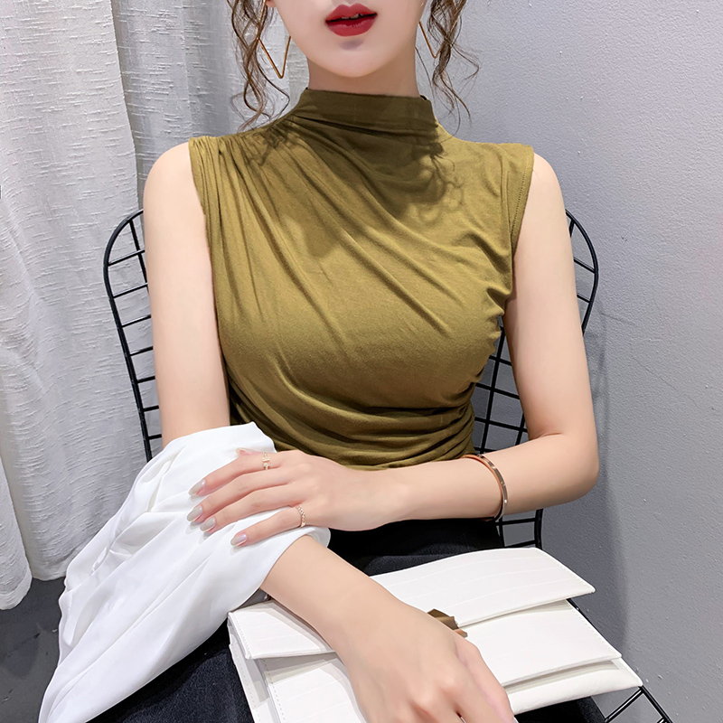 欧洲站2022夏季新款网红ins超火背心外穿半高领上衣欧货无袖t恤女在类目 女装/女士精品, 派克服中 - 来自Buy2taobao.com提供专业的淘宝代购服务