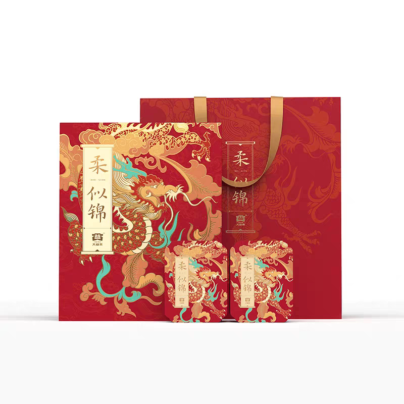 礼品茶 大益 新春版柔似锦礼盒装 普洱熟茶散茶 年份随机360g/盒