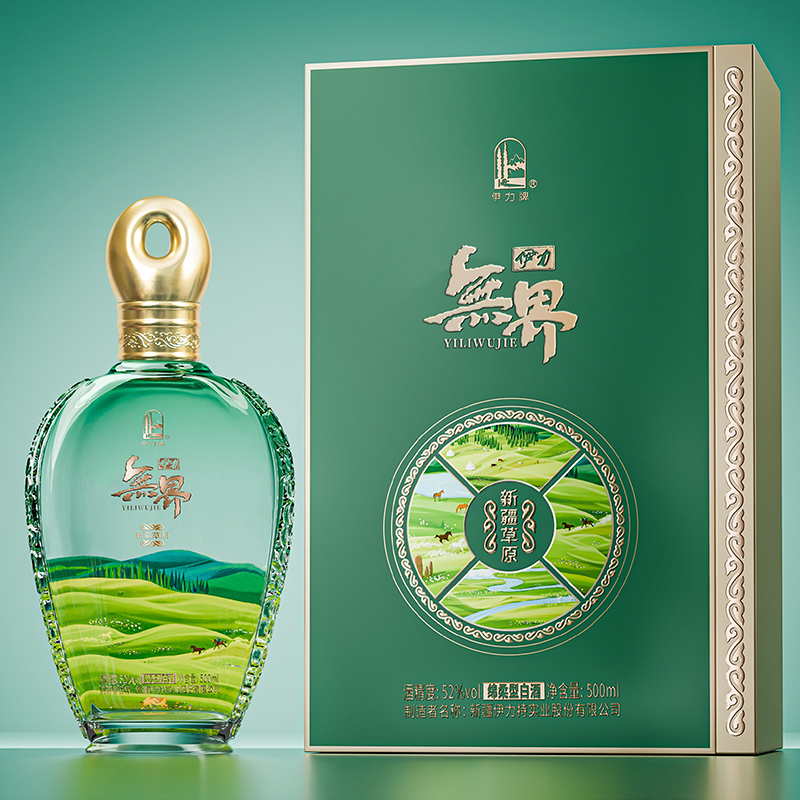 [重磅新品]伊力特52度伊力無界新疆草原500ml单瓶纯粮白酒绵柔型