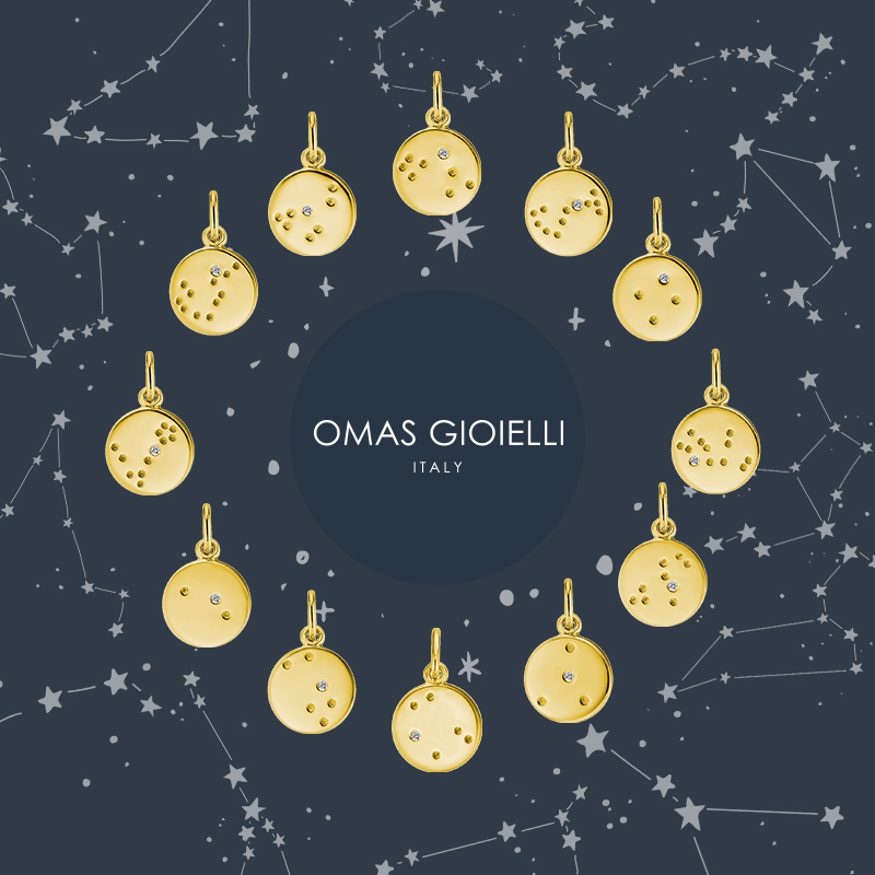 饰品原创十二星座银镀金镶钻吊坠