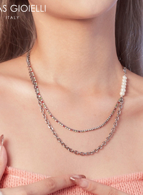 范丞丞同款意大利OG项链心潮系列双链珍珠项链镶水晶项链送女友