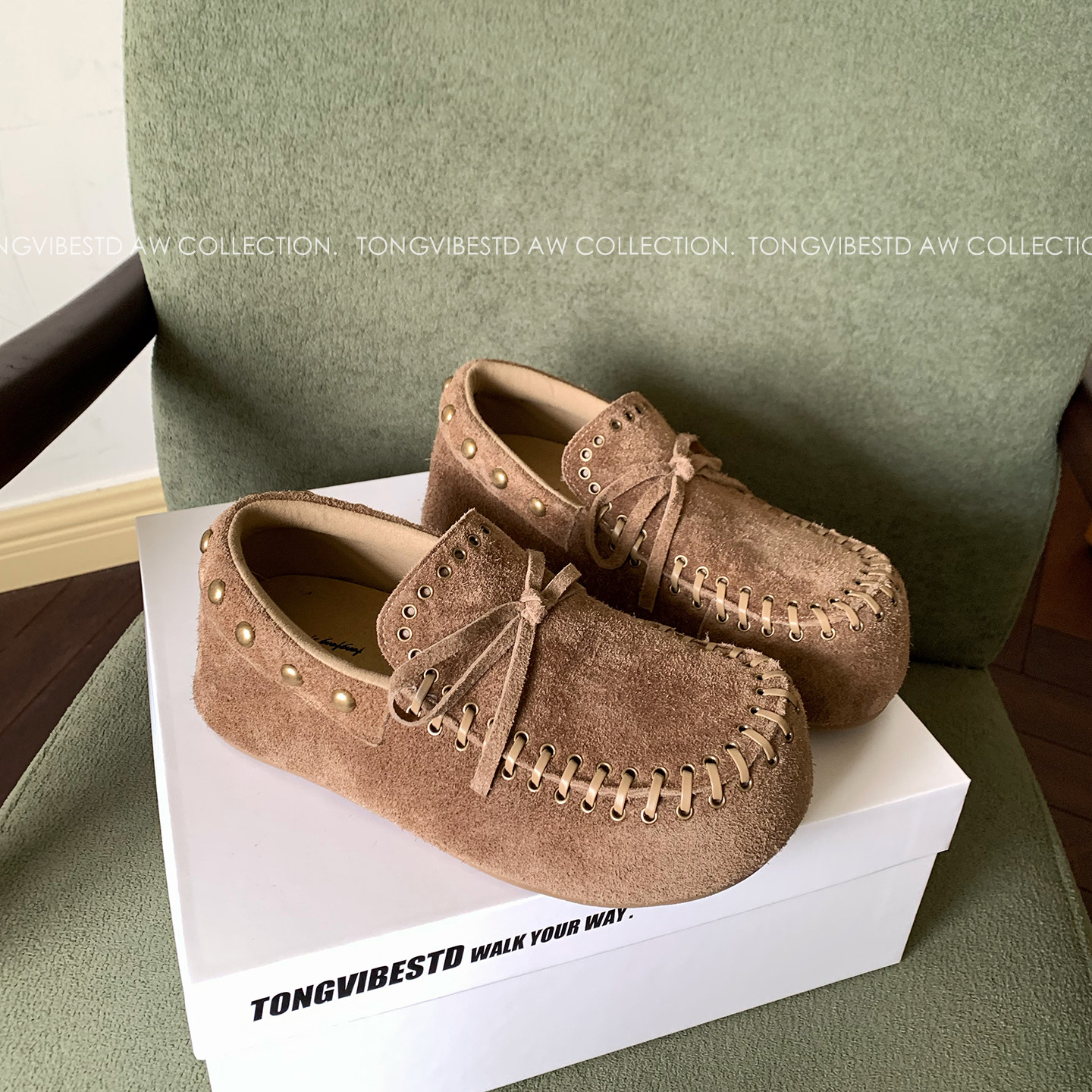 潼潼TONG复古全包厚底勃肯豆豆鞋女2026春新款真皮增高一脚蹬单鞋