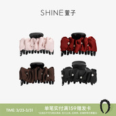 SHINE萱子饰品珍珠黑色珍珠抓夹布艺发饰女女款 生日礼物
