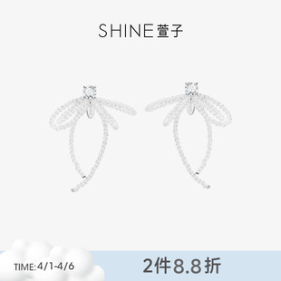 SHINE萱子饰品璀璨蝴蝶结水晶耳环流苏氛围感耳饰女早春配色