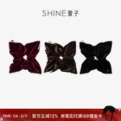 SHINE萱子饰品优雅珍珠丝绒方形发圈温柔气质发绳精致感秋冬发饰