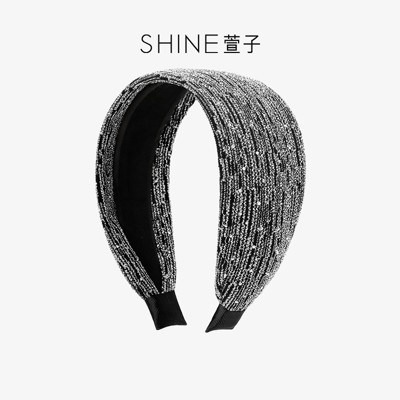 【七七酱直播间】SHINE萱子饰品时尚璀璨宽边发箍灰色发带发卡女