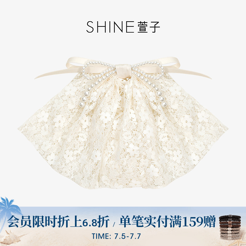 SHINE萱子饰品优雅甜美蕾丝蝴蝶结横夹情人节气质发饰约会发夹