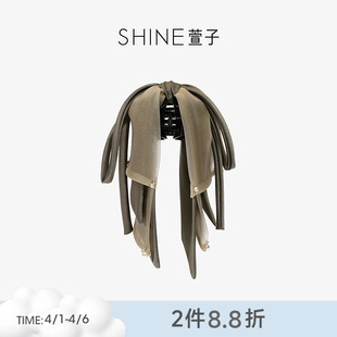SHINE萱子饰品轻纱绿影系列优雅蝴蝶结飘带抓夹气质百搭马尾发夹