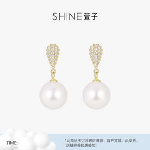 SHINE萱子饰品晨露珍珠耳环耳钉圆脸耳饰生日礼物早春配色爆款