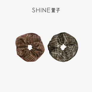 纹大肠发圈生日礼物 SHINE萱子饰品棕榈绿野系列复古学院风格