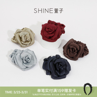 SHINE萱子饰品小花苞系列优雅甜美发圈复古缎面花朵发绳早春配色