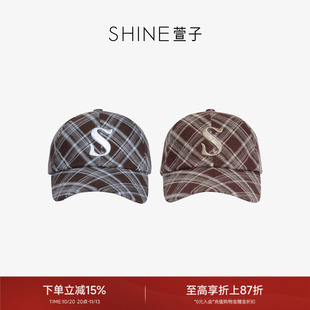SHINE萱子饰品S系列格子纹棒球帽男女同款帽子休闲鸭舌帽女士遮阳