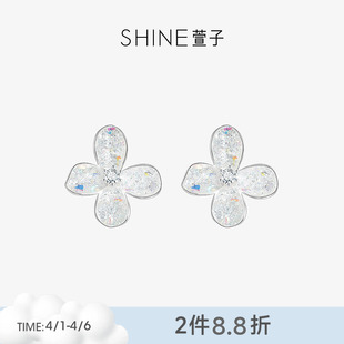 SHINE萱子饰品ab彩碎钻系列浪漫甜美花朵耳环清透感耳钉早春配色