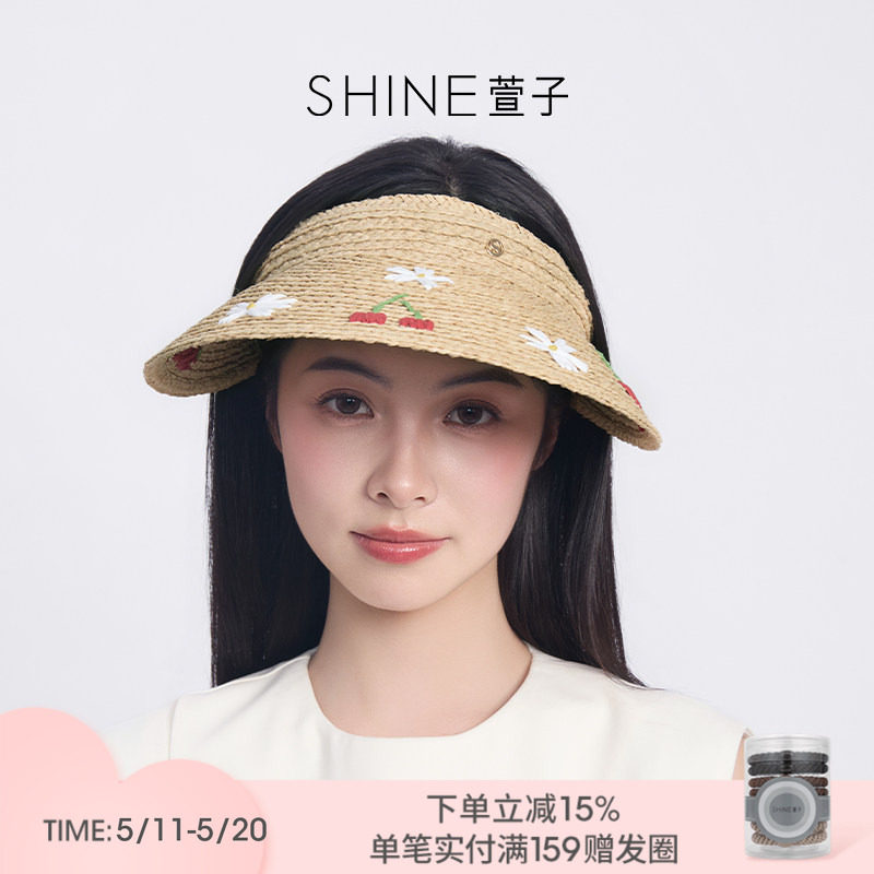 SHINE萱子饰品甜美樱桃草帽渔夫帽度假风遮阳帽可爱遮阳帽盆帽