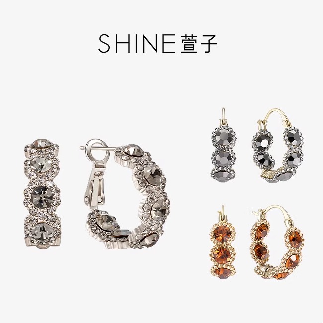 【元气珠珠专享】SHINE萱子饰品优雅奢华水钻耳环耳饰耳扣耳圈