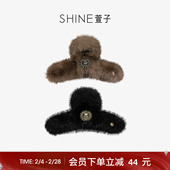 会员立减 SHINE萱子饰品精致气质毛绒抓夹复古奢华发夹女