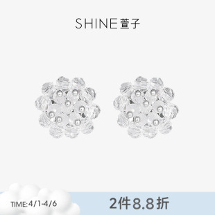 SHINE萱子饰品优雅精致小巧耳钉清透感花朵耳环简约百搭春夏耳饰