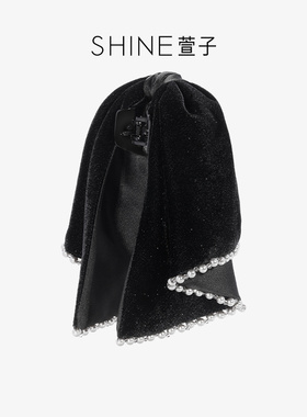 【七七酱直播间】都市丝绒布艺复古抓夹高马尾发夹垂感蝴蝶结发饰