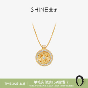 SHINE萱子饰品拉丝古法金系列精致奢华罗盘套链新中式 毛衣链长链