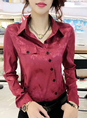 黑色印花衬衫女2024春季新款设计感小众斜襟衬衣修身长袖打底上衣