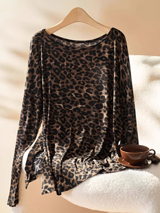 长袖 豹纹冰丝防晒罩衫 春秋高级感时尚 2025新款 空调上衣 T恤女薄款