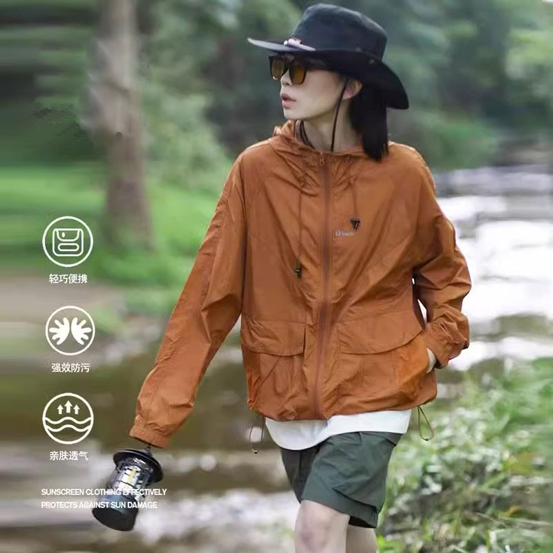 连帽冰丝防晒衣女款2025初夏穿搭大码美式工装外套户外运动防晒服