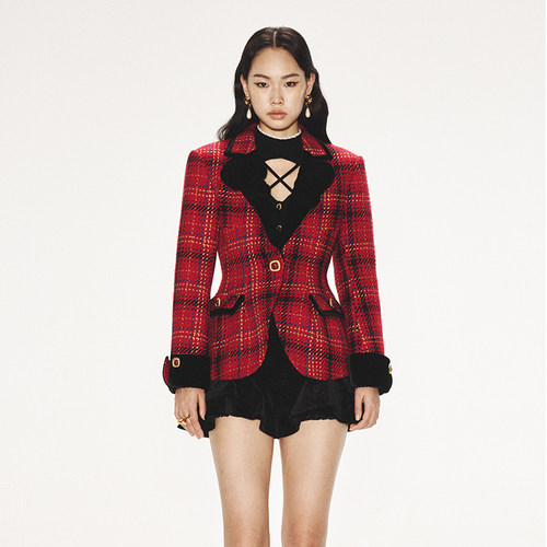 lefame复古港风长袖西装外套