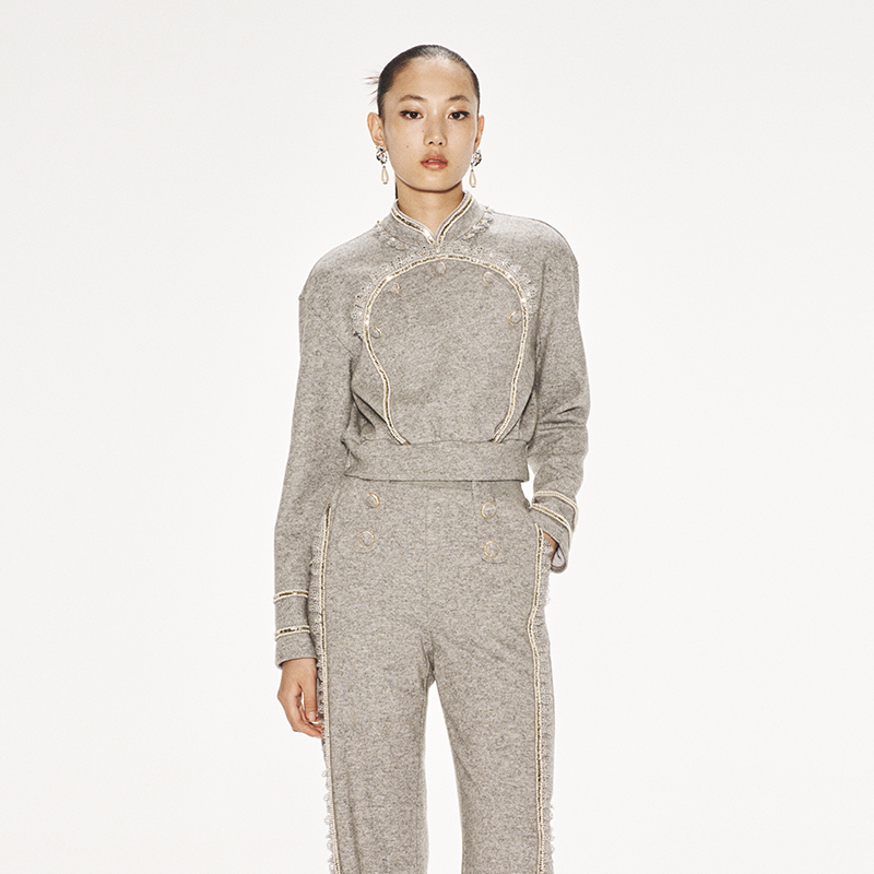 lefame休闲风卫衣旗袍领