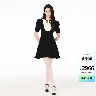 新款 lefame拉飞姆26夏季 荷叶边针织连衣裙女 Angelababy同款