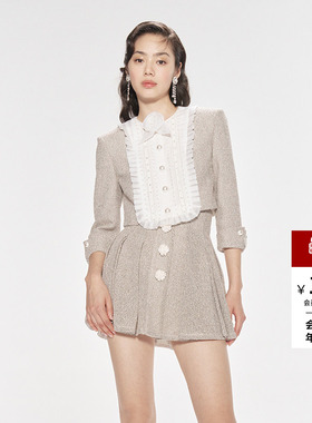 lefame拉飞姆秋季复古浪漫女仆领洛可可小香风短外套