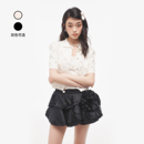 针织上衣外套女 lefame拉飞姆2025夏季 新款 时尚 波嬉风绣花短袖
