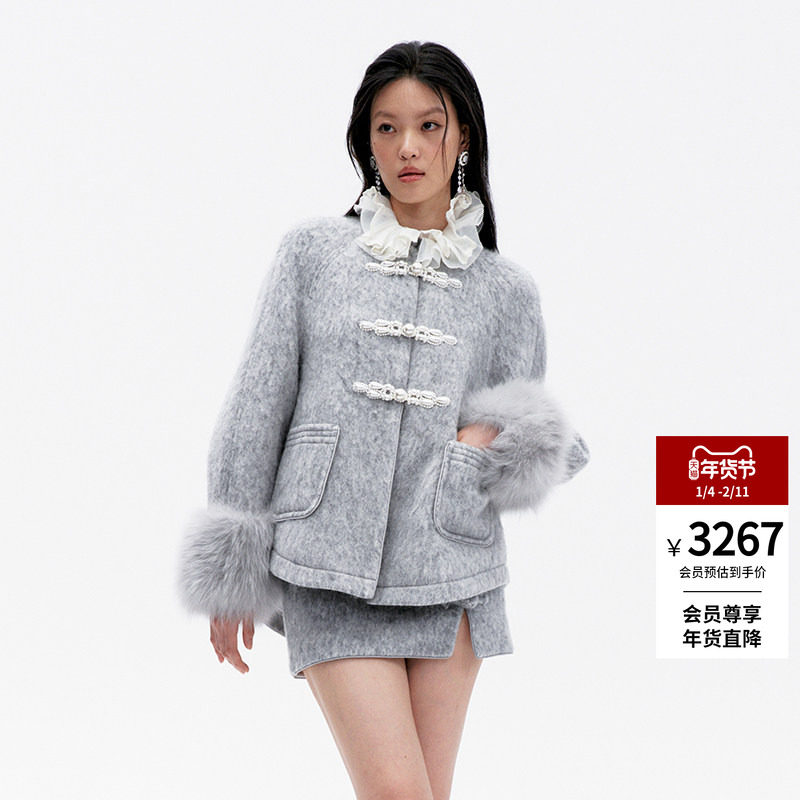 lefame拉飞姆冬季新中式长毛呢新中式衬衫款呢料外套上衣女高级感,女装/女士精品,毛呢外套,淘宝优惠券,粉丝福利购,淘宝优惠卷